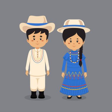 Honduras Geleneksel Kıyafeti Giyen Çift Karakteri