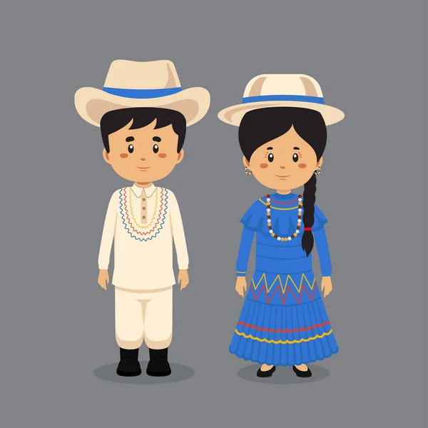 Casal Personagem Vestindo Vestido Tradicional Honduras Vetor De Stock