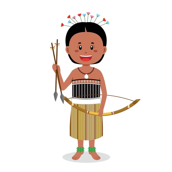 Люди Фиджи Держат Стрелы Охоты — стоковый вектор
