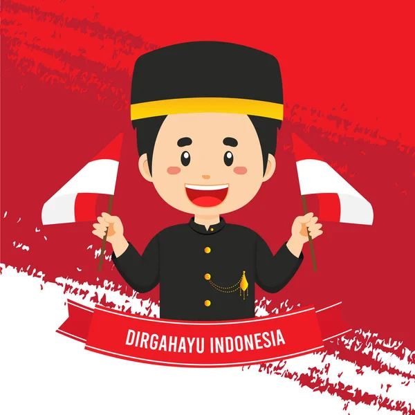 Indonésie Jour Indépendance Avec Caractère — Image vectorielle