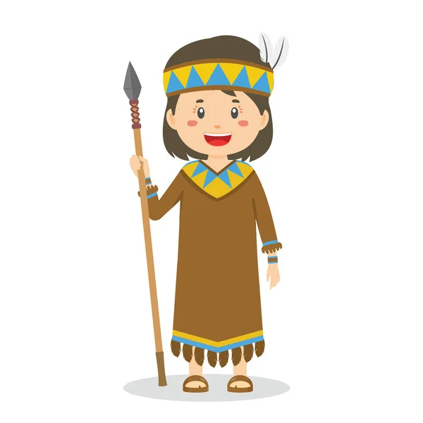 Native American People Characters Preparing Hunt — Stock Vector