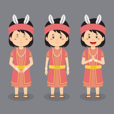 Çeşitli İfadeli Orta Kalimantan Endonezya Karakteri