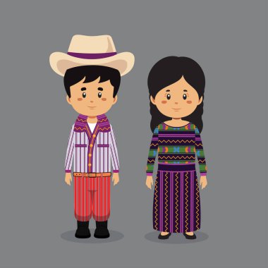 Guatemala Ulusal Elbisesi Giyen Çift Karakteri