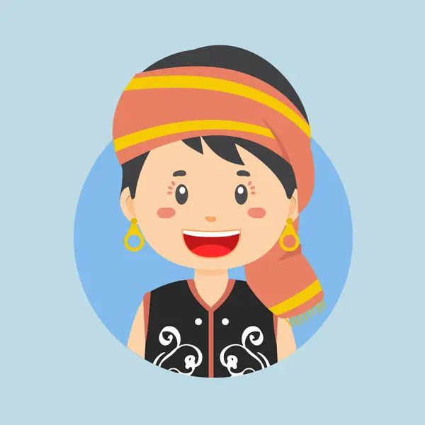 Avatar Personnage Kalimantan Occidental — Image vectorielle
