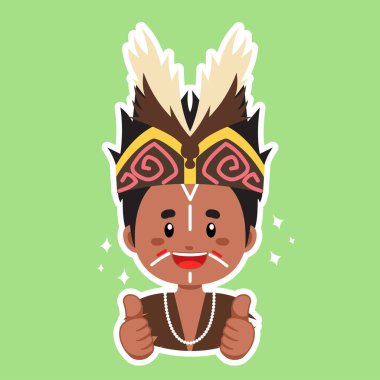 Mutlu Papua Endonezya Karakteri Çıkartması