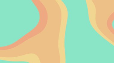 Turuncu, sarı ve turkuaz tonlarında dalgalı çizgileri olan soyut bir arka plan. Modern tasarımlar, arka planlar ve sanatsal projeler için uygun.