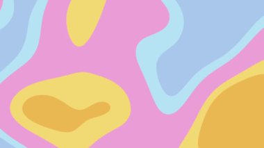 Pastel pembe, sarı ve mavi dalgalı şekiller uyum içinde harmanlanır. Arkaplan, duvar kağıtları, sosyal medya paylaşımları ve sanatsal tasarımlar için elverişli.