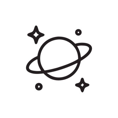 Dış uzay simgesi halka yıldızları ve kozmik güzelliği olan basit gezegen simgesi