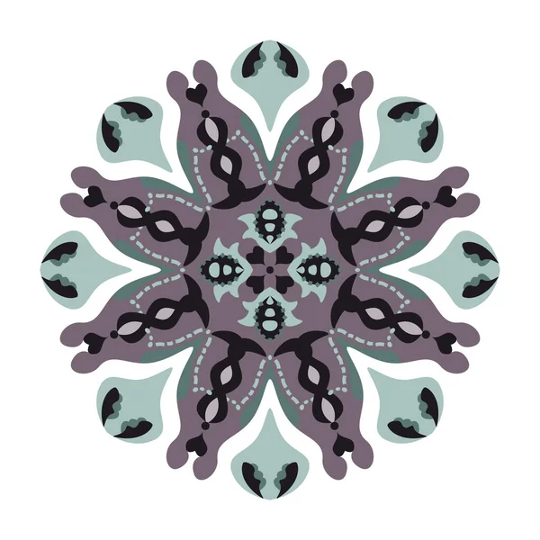 Muster Mandala Mit Herzen Farben Grün Und Lila Vektorillustration — Stockvektor