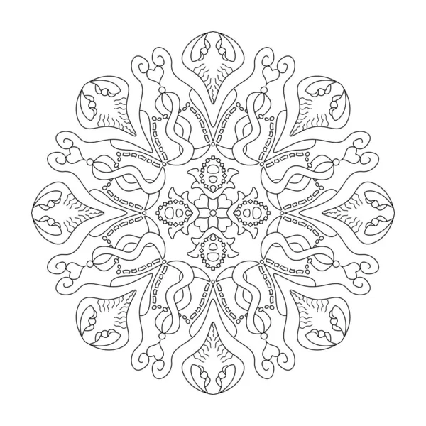 Mandala Con Corazones Página Para Colorear Ilustración Vectorial — Vector de stock