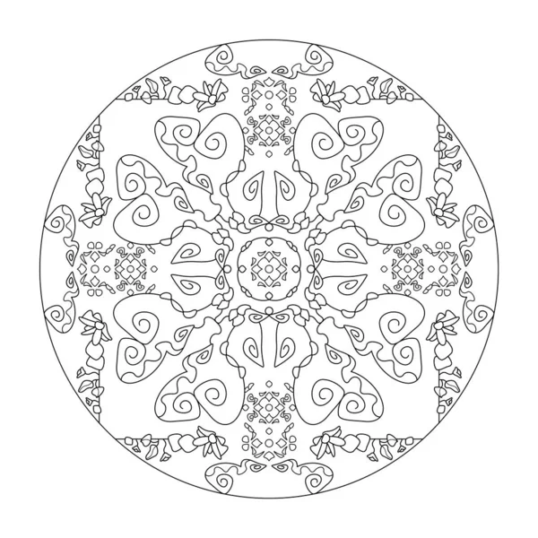 Çiçekli Mandala Boyama Sayfası Soyut Vektör Illüstrasyonu — Stok Vektör