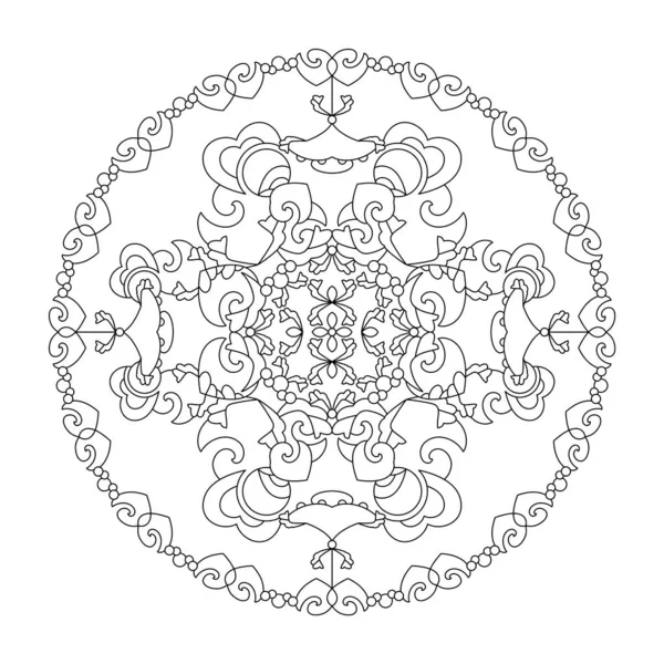 Mandala Página Para Colorear Con Corazones Abstracto Ilustración Vectorial — Vector de stock