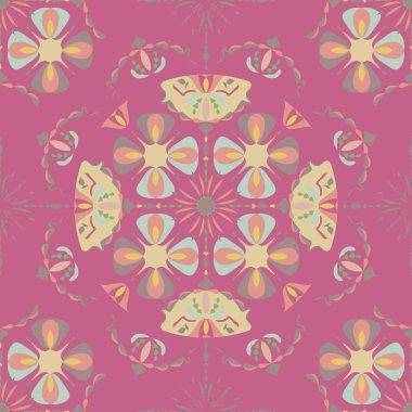 Seamless Pattern. Mandala. Abstract. Background Color Pink.