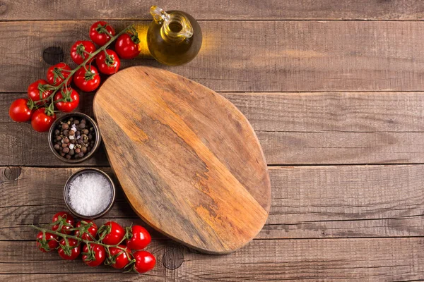 Holzbrett Lebensmittel Hintergrund Zutaten Zum Kochen Auf Dem Tisch Banner — Stockfoto