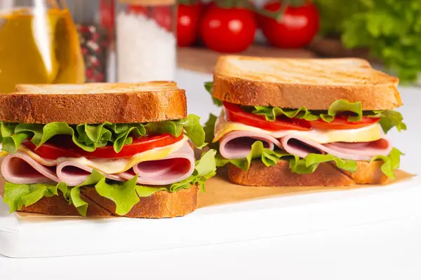 Club Sandwich Ham Cheese Tomato Lettuce Stock Picture
