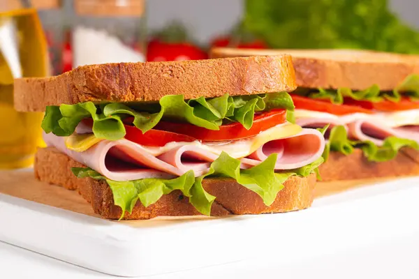 Club Sandwich Ham Cheese Tomato Lettuce Stock Photo