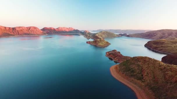 Vue Aérienne Lac Argyle Massif Australie Crépuscule Pas Personnes — Video
