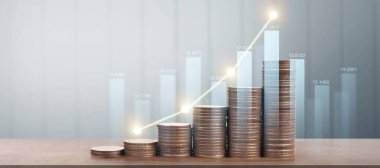 Ticari grafiği olan para yığını, mali yatırım kavramı