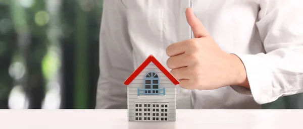 Huis Woningbouw Hand Business Home Idee Modelhuis — Stockfoto