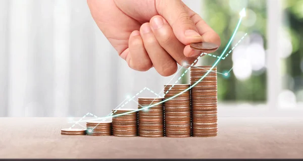 Coin Trading Graph Financial Investment Concept — Fotografia de Stock