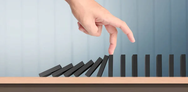 Domino Effect Stopped Unique Business Ideas — Stock Photo, Image