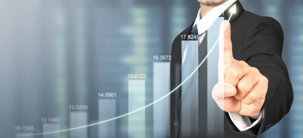 Businessman Plan Graph Growth Increase Chart Positive Indicators — Stock Photo, Image