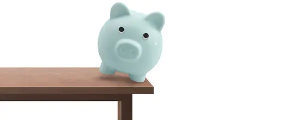 Piggy Bank Miejsce Tekst Oszczędzanie Pieniędzy Kryzys Oszczędności Związane Działalnością — Zdjęcie stockowe