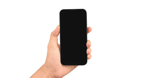 Ręczne Trzymanie Smartfona Dotykanie Ekranu Dłoni — Zdjęcie stockowe
