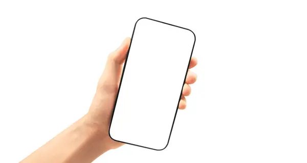 Hand Hålla Smartphone Enhet Och Pekskärm Handen — Stockfoto
