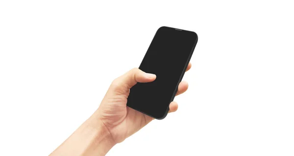 Tangan Memegang Perangkat Smartphone Dan Menyentuh Layar Tangan — Stok Foto