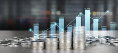 Ticari grafiği olan para yığını, mali yatırım kavramı