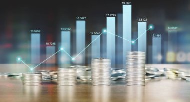 Ticari grafiği olan para yığını, mali yatırım kavramı