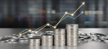 Ticari grafiği olan para yığını, mali yatırım kavramı