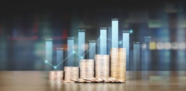 Ticari grafiği olan para yığını, mali yatırım kavramı