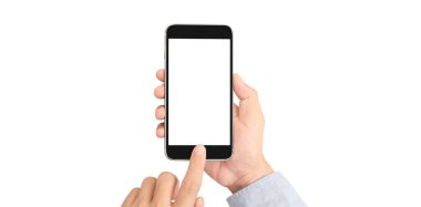 El ele tutuşan akıllı telefon aygıtı ve ekrana dokunma