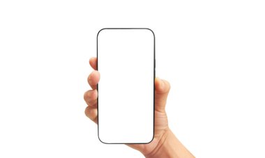 Hand holding smartphone device touching screen