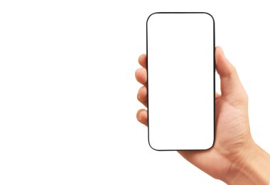 Hand holding smartphone device touching screen