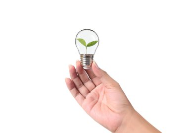 Bir elde ampul İş Konsepti, İş Yaklaşımları ve Finans, Bankacılık ve Yatırım Başarı