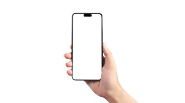 Bir akıllı telefon aygıtını tutan ve ekrana dokunan