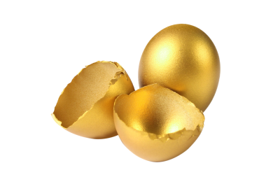 Kaprisli bir fantezi ortamında zenginliği ve fırsatı sembolize eden büyüleyici bir altın yumurta görüntüsü..