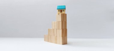 Minimalist stüdyo 3D oyuncak model çağdaş tasarımı olan eşsiz bir ahşap yapı inşa etmek.