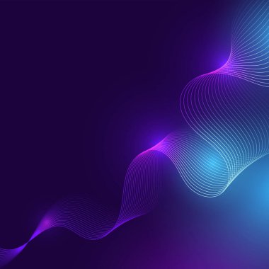 Soyut dalga çizgileri, teknolojinin dijital ağ bağlantısının karanlık arka plan konseptinde izole edilmiş. Dijital gelecek teknolojisi kavramı. vektör illüstrasyonu