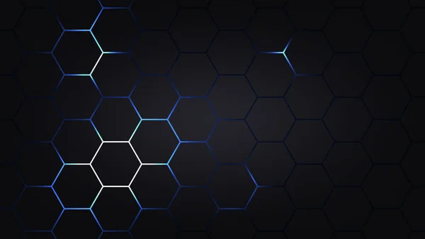 六角形の抽象技術の背景 電気光る六角形の背景 ベクターイラスト — ストックベクタ