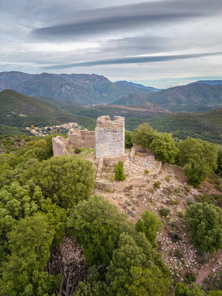 Veduta Aerea Delle Rovine Castellu Seravalle Una Fortezza Militare Costruita — Foto Stock