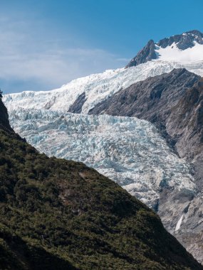 The 7.5 mile long Franz Josef Glacier on the west coast of the South Island of New Zealand.