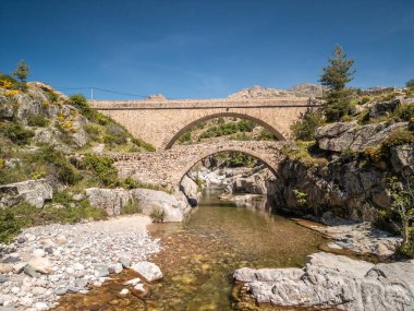 Ponte Altu köprüsü, Akdeniz adası Korsika 'daki Albertacce' de kristal berrak Golo nehrinin üzerinden geçen antik bir genoise köprüsünün yanında yer almaktadır.