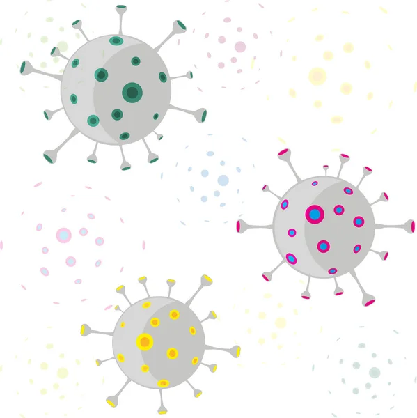 Coronavirus Och Influensavirusvektorer Ikon Vit Bakgrund Vektor Sömlös Illustration — Stock vektor