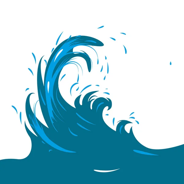 漫画スタイルのベクターで白い泡が付いている海の波青い海の波 — ストックベクタ