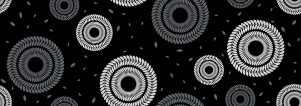 サークルフラワーリーフ抽象アフリカのパターンの背景 テキスタイルアート 部族抽象手描き ファブリックプリント シャツ ハンカチ テーブルクロス スカーフ バッグのための夏のファッションアートワーク — ストックベクタ
