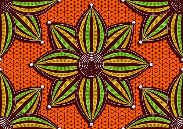 Fleurs Abstraites Motif Africain Fond Art Textile Dessin Main Abstrait — Image vectorielle